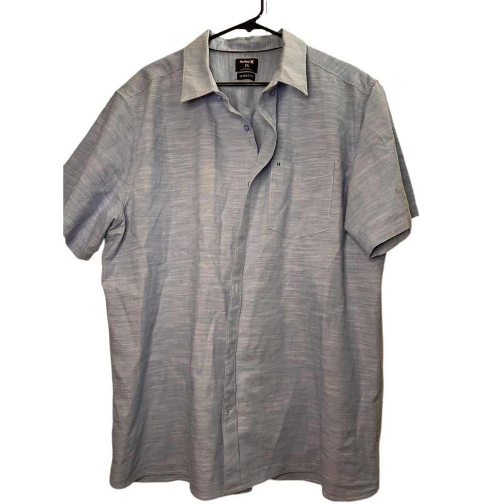 Hurley Mens‎ XXL Blue Classic Fit Short Sleeve Button Down Shirt - Picture 5 of 6